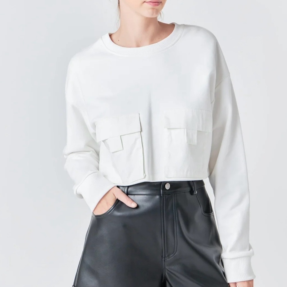GREY LAB POCKETS DETAIL CROPPED SWEATSHIRT size L